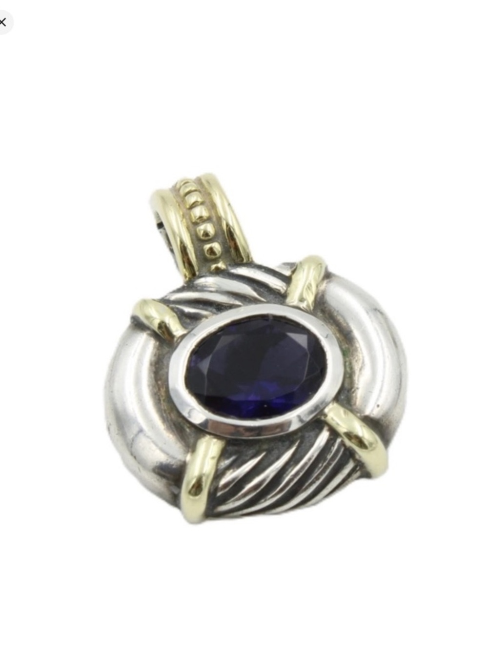 Authentic David Yurman Sterling silver 14k gold iolite Pendant